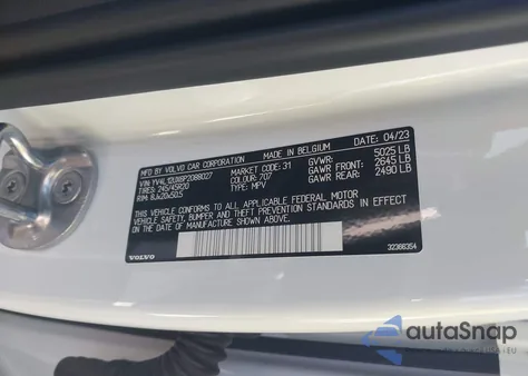 2023 Volvo Xc40 B5 Ultimate Dark Theme from USA, damaged, VIN YV4L12UX6P2088027